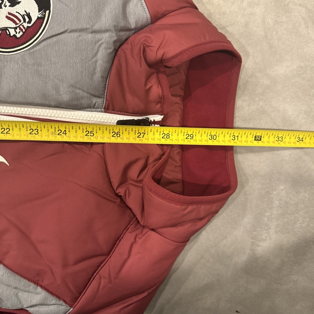 Nike FSU Florida State Seminoles NCAA Puffer Vest Gray Garnet Full Zip Men's L - Picture 6 of 9